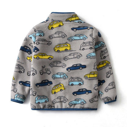 Printed Polar Fleece Cartoon Boy Jacket - I Love Goods