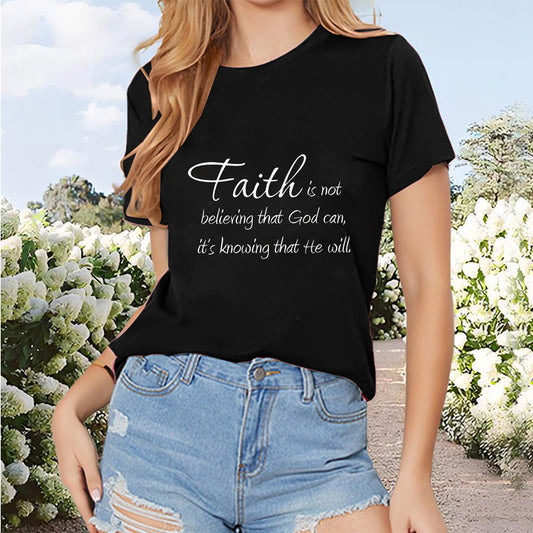 Chic Faith Letter Print T-Shirt - I Love Goods