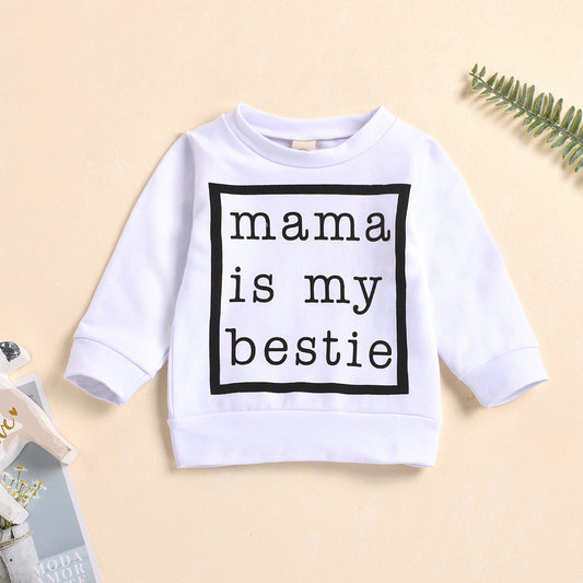 Black And White Mama Letter Print UniSex Baby Pullover Sweater - I Love Goods