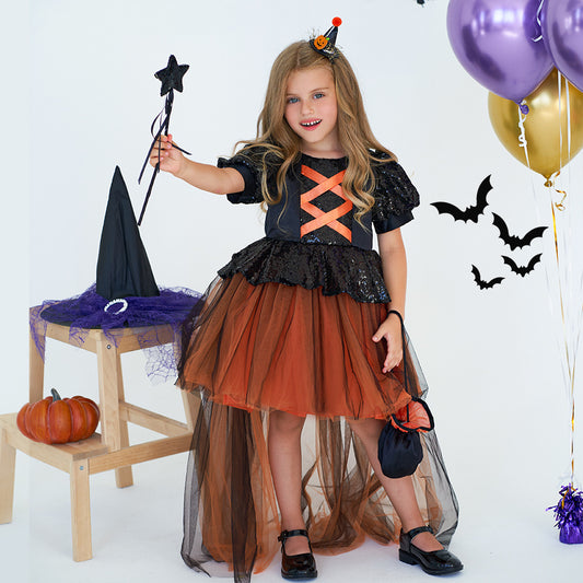 Halloween Girls' Witch Performance Costume Party Dress - I Love Goods