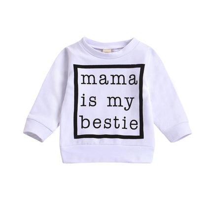 Black And White Mama Letter Print UniSex Baby Pullover Sweater - I Love Goods