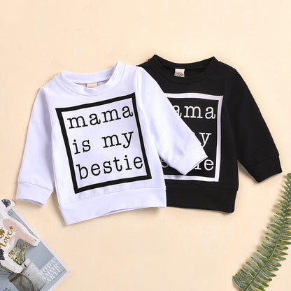 Black And White Mama Letter Print UniSex Baby Pullover Sweater - I Love Goods
