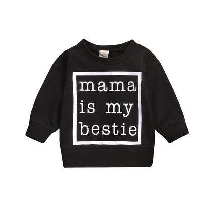 Black And White Mama Letter Print UniSex Baby Pullover Sweater - I Love Goods