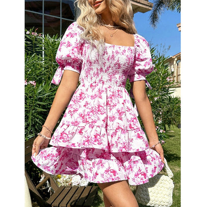 Chic Boho Floral Smocked Mini Dress - I Love Goods