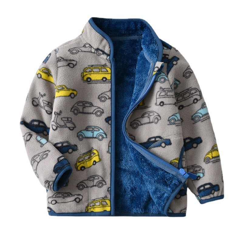 Printed Polar Fleece Cartoon Boy Jacket - I Love Goods