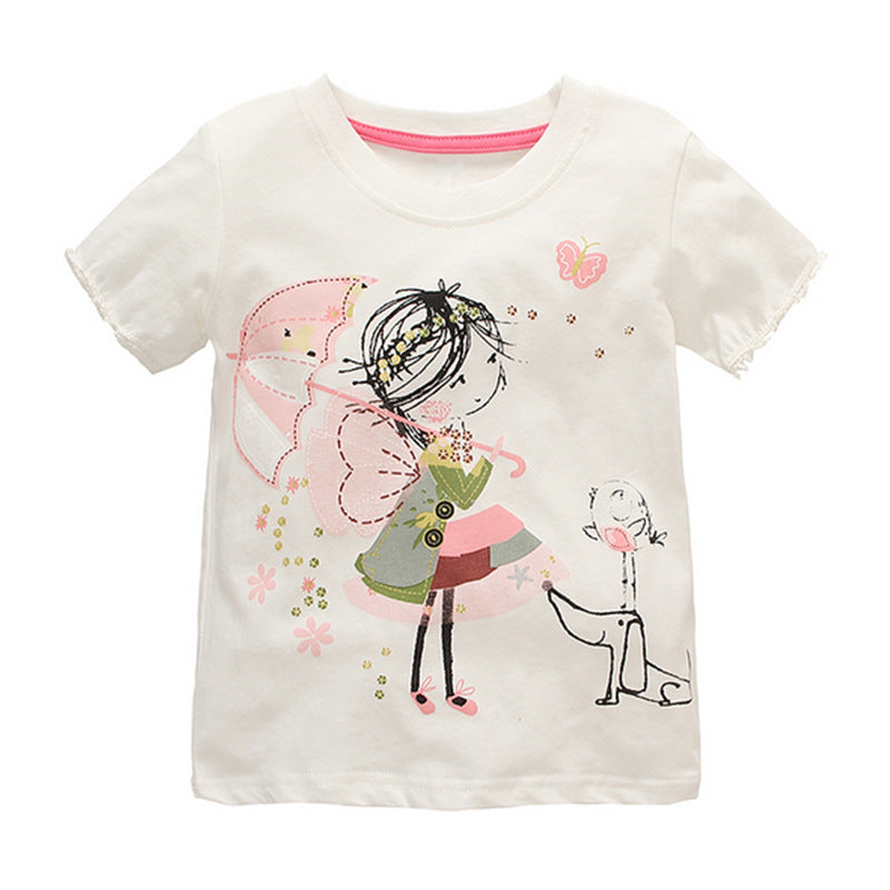 Baby Girls Simple Short-sleeved T-shirt - I Love Goods