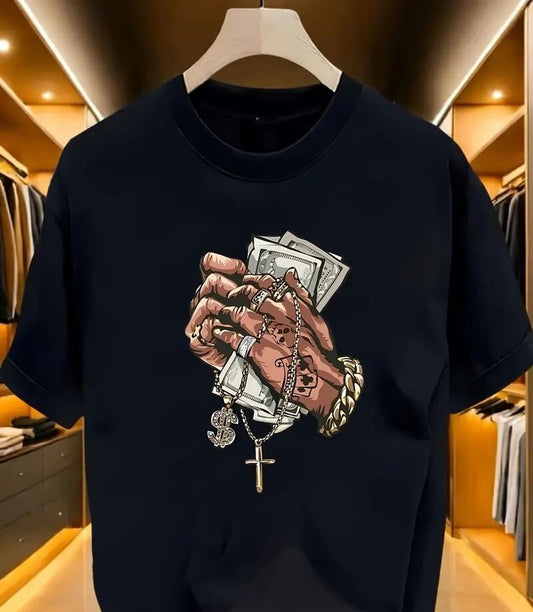 Men's Creative Money Printed Short-sleeved T-shirt - I Love Goods