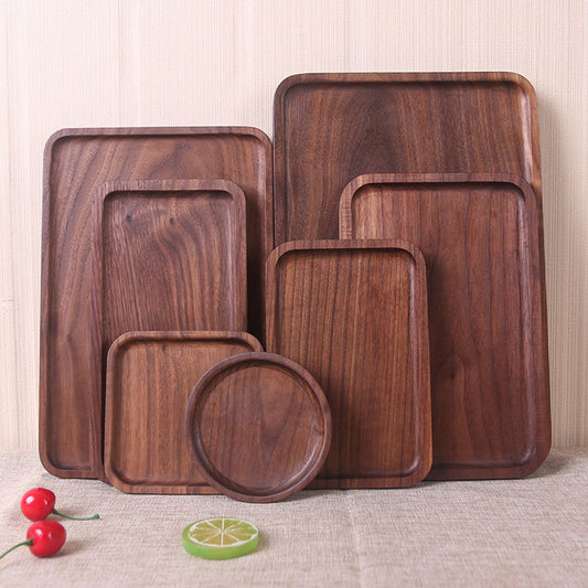 Japanese Style Wooden Black Walnut Rectangular Dinner Plate - I Love Goods
